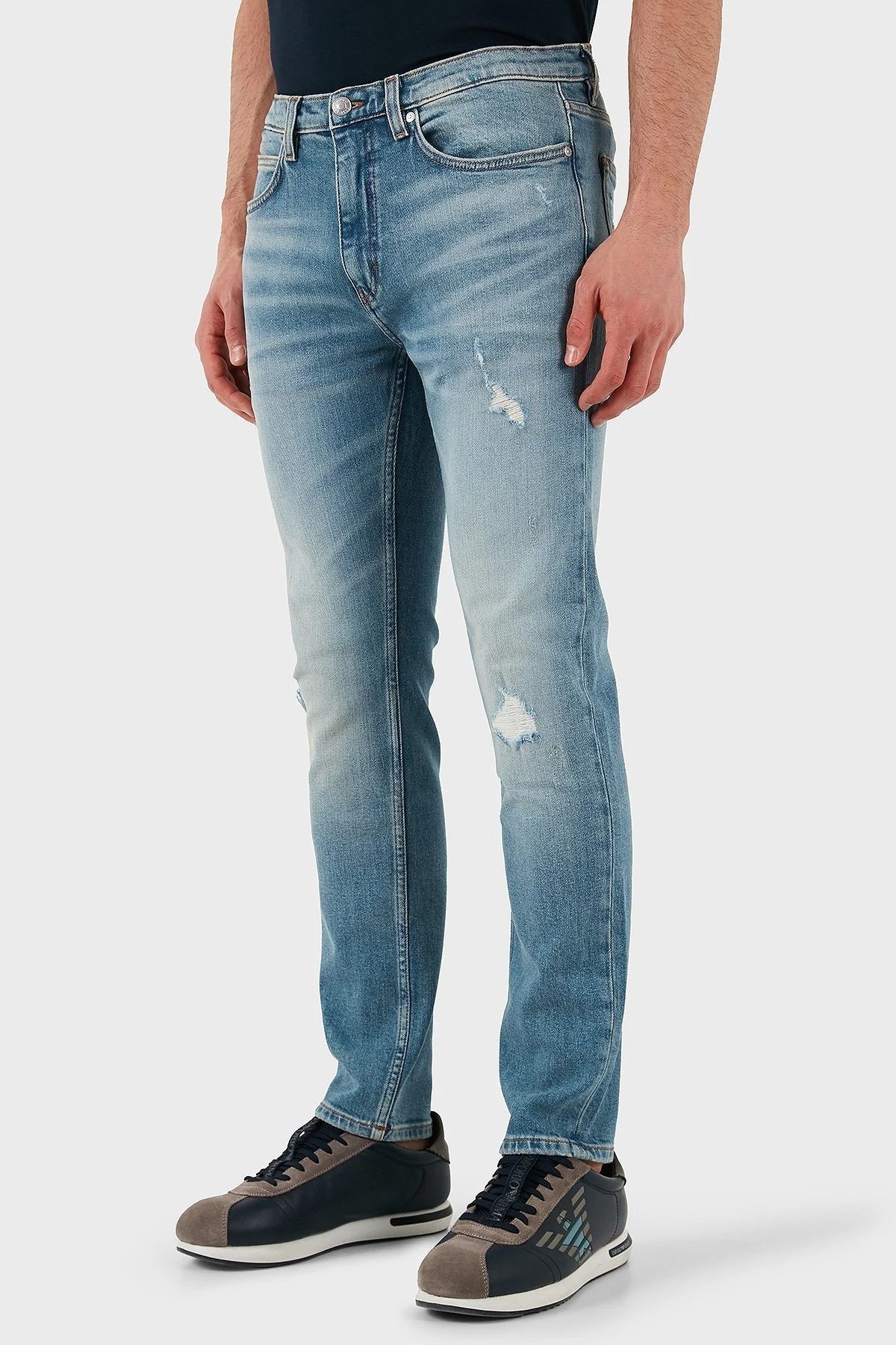 Hugo Slim Fit Normal Bel Dar Paça Jeans Erkek Kot Pantolon 50530602 440 AÇIK MAVİ - 5
