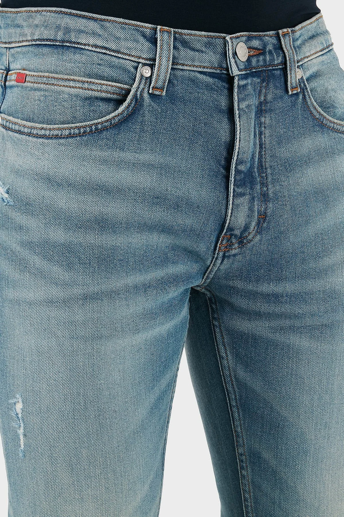 Hugo Slim Fit Normal Bel Dar Paça Jeans Erkek Kot Pantolon 50530602 440 AÇIK MAVİ - 6