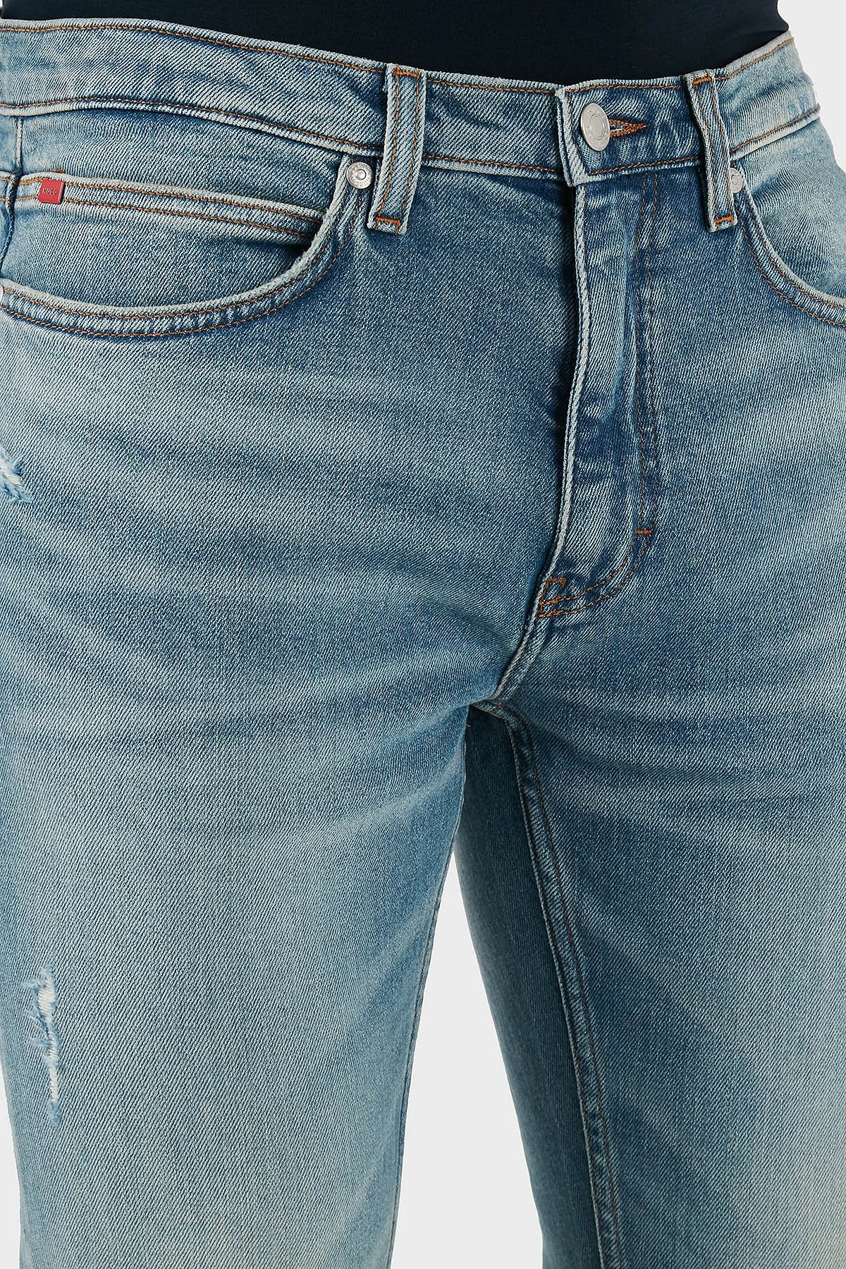 Hugo Slim Fit Normal Bel Dar Paça Jeans Erkek Kot Pantolon 50530602 440 AÇIK MAVİ - 6