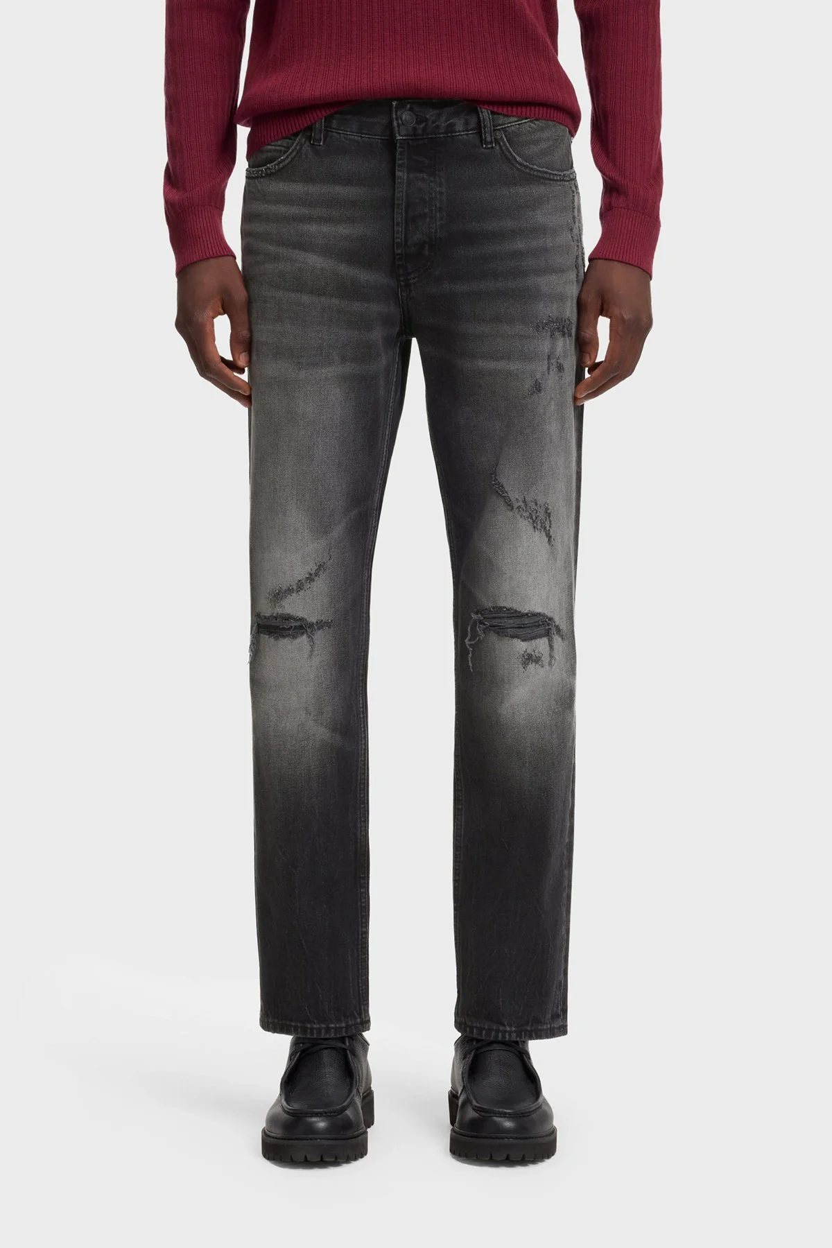 Hugo Straight Fit Yırtıklı Erkek Kot Pantolon 50568096 015 Koyu gri - 1