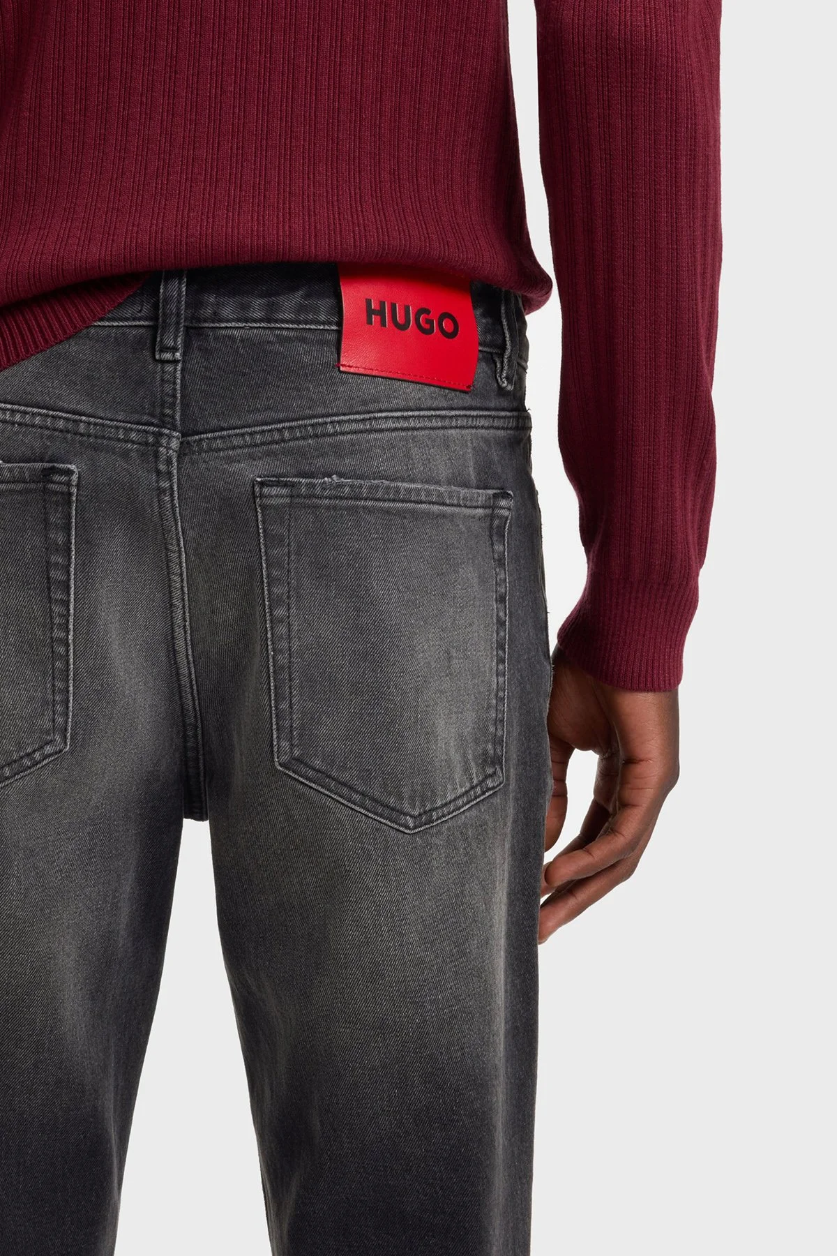 Hugo Straight Fit Yırtıklı Erkek Kot Pantolon 50568096 015 Koyu gri - 4