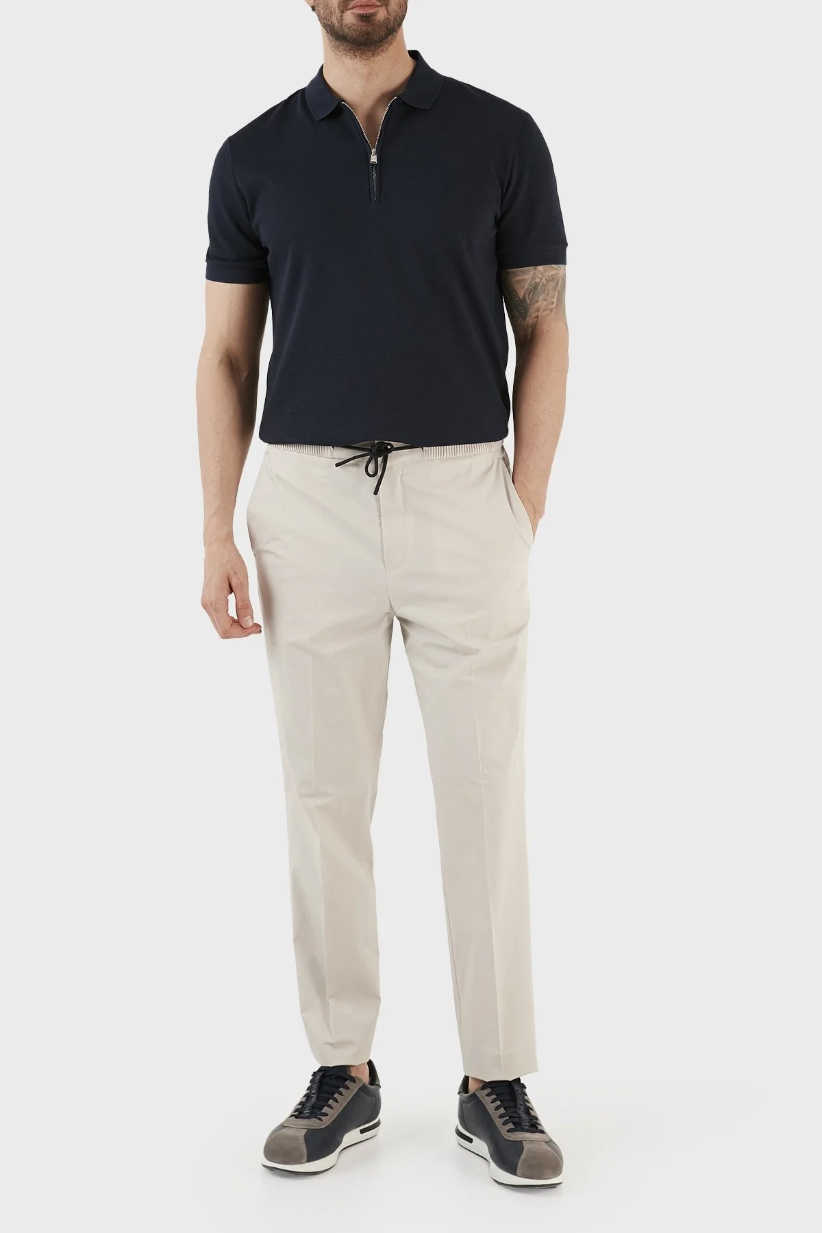 Hugo Streç Pamuklu Ekstra Slim Fit Beli Büzgü Bağlamalı Erkek Pantolon 50488035 272 AÇIK BEJ - 1