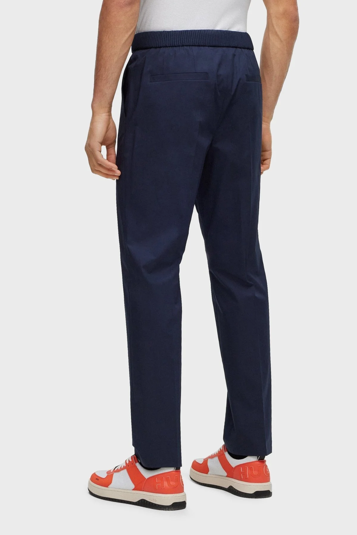 Hugo Streç Pamuklu Ekstra Slim Fit Beli Büzgü Bağlamalı Erkek Pantolon 50488035 405 LACİVERT - 3