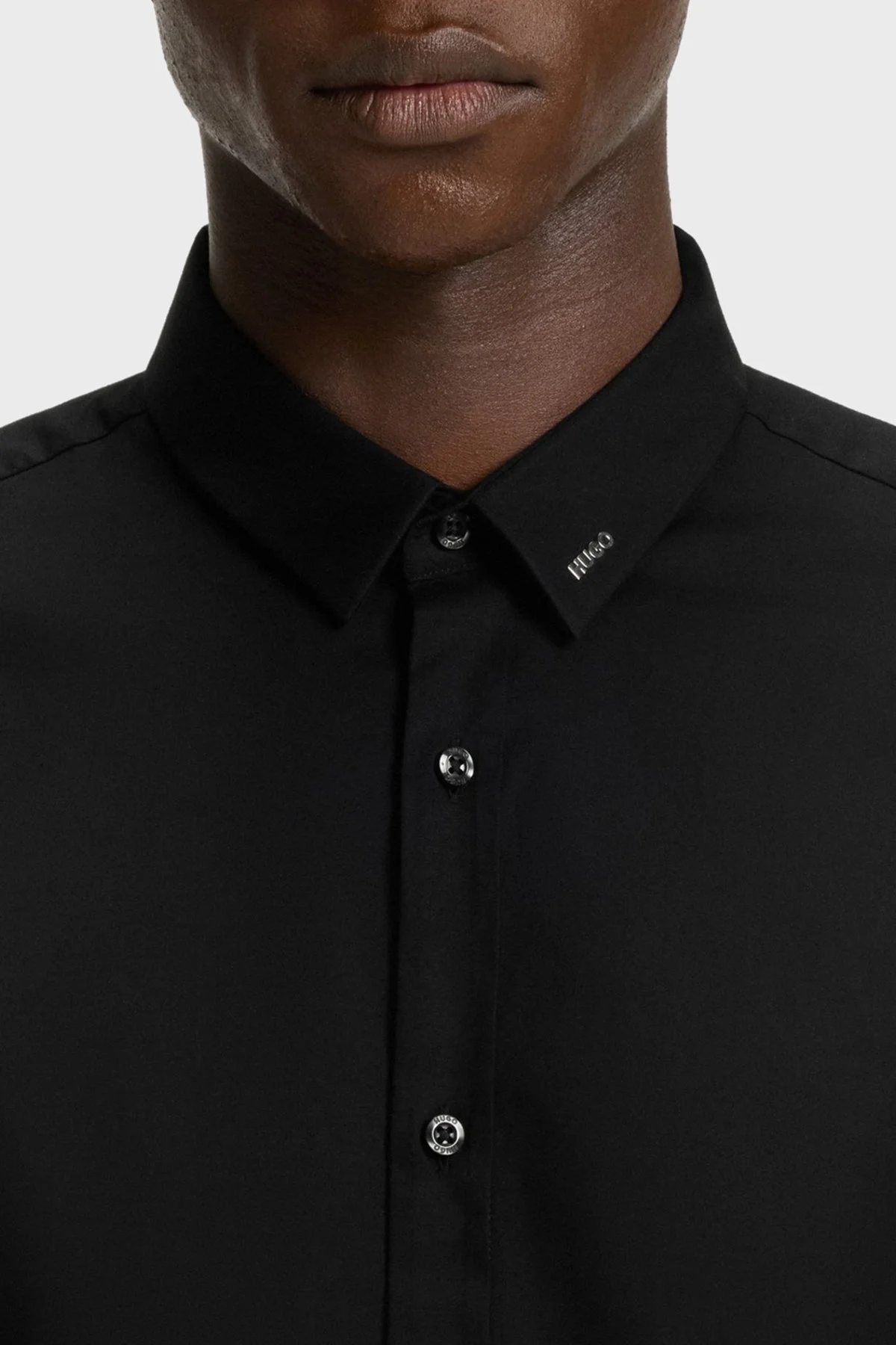 Hugo Streç Pamuklu Ekstra Slim Fit Klasik Yaka Erkek Gömlek 50475678 001 SİYAH - 4