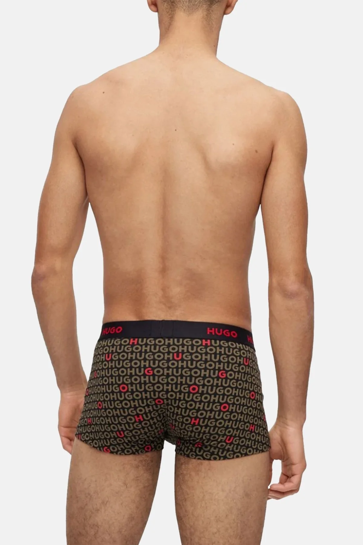 Hugo Streç Pamuklu Logo Şeritli 3 Pack Erkek Boxer 50480170 345 Siyah-Haki-Siyah Haki - 10