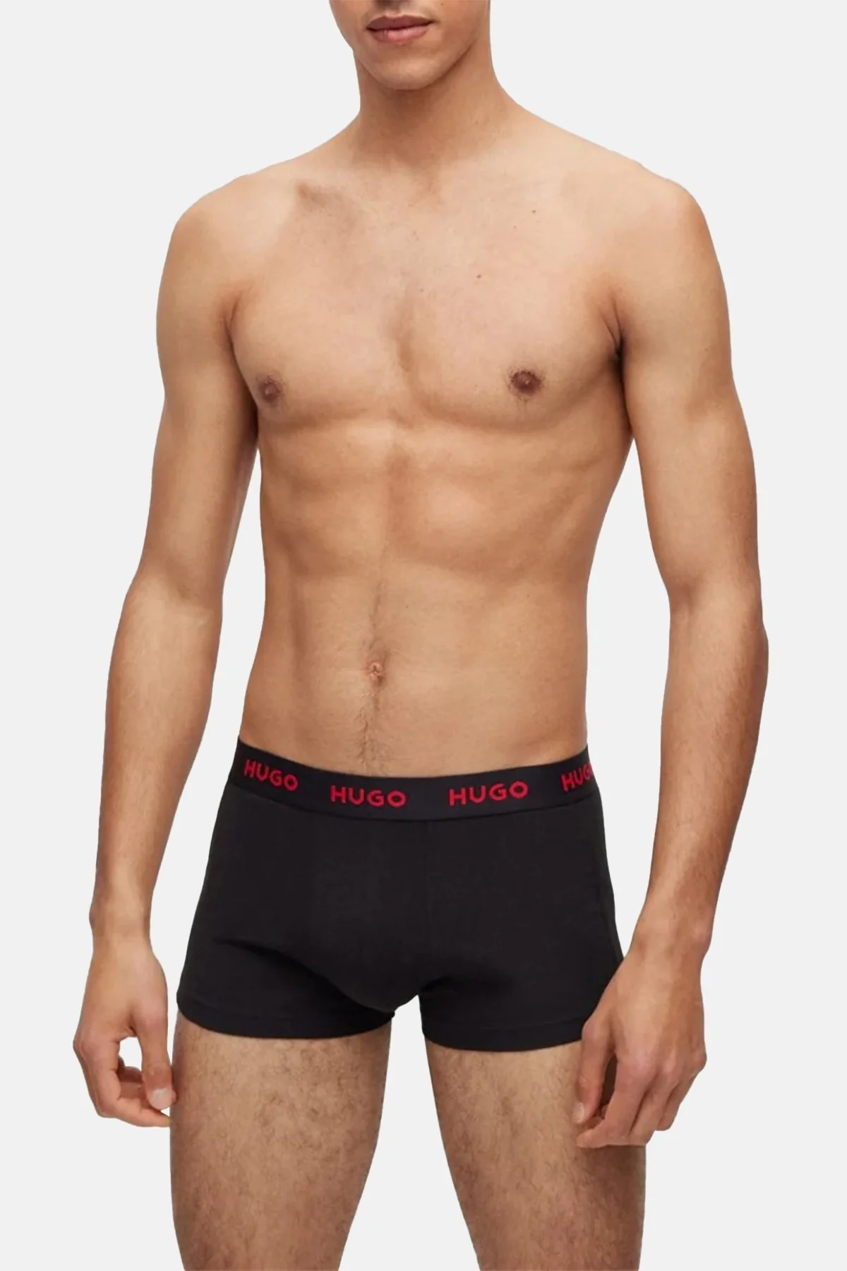 Hugo Streç Pamuklu Logo Şeritli 3 Pack Erkek Boxer 50480170 345 Siyah-Haki-Siyah Haki - 14