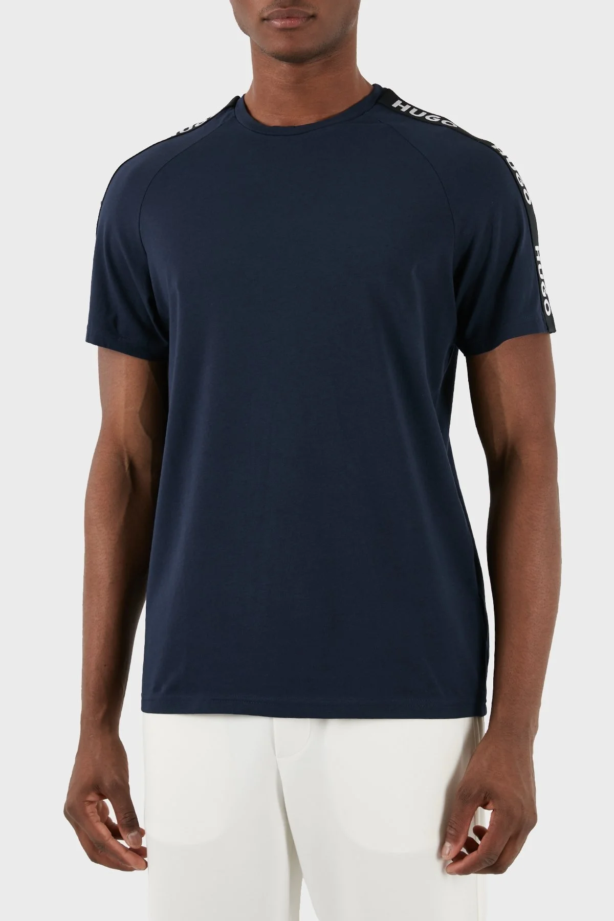 Hugo Streç Pamuklu Relaxed Fit Bisiklet Yaka Erkek T Shirt 50504270 405 LACİVERT - 3