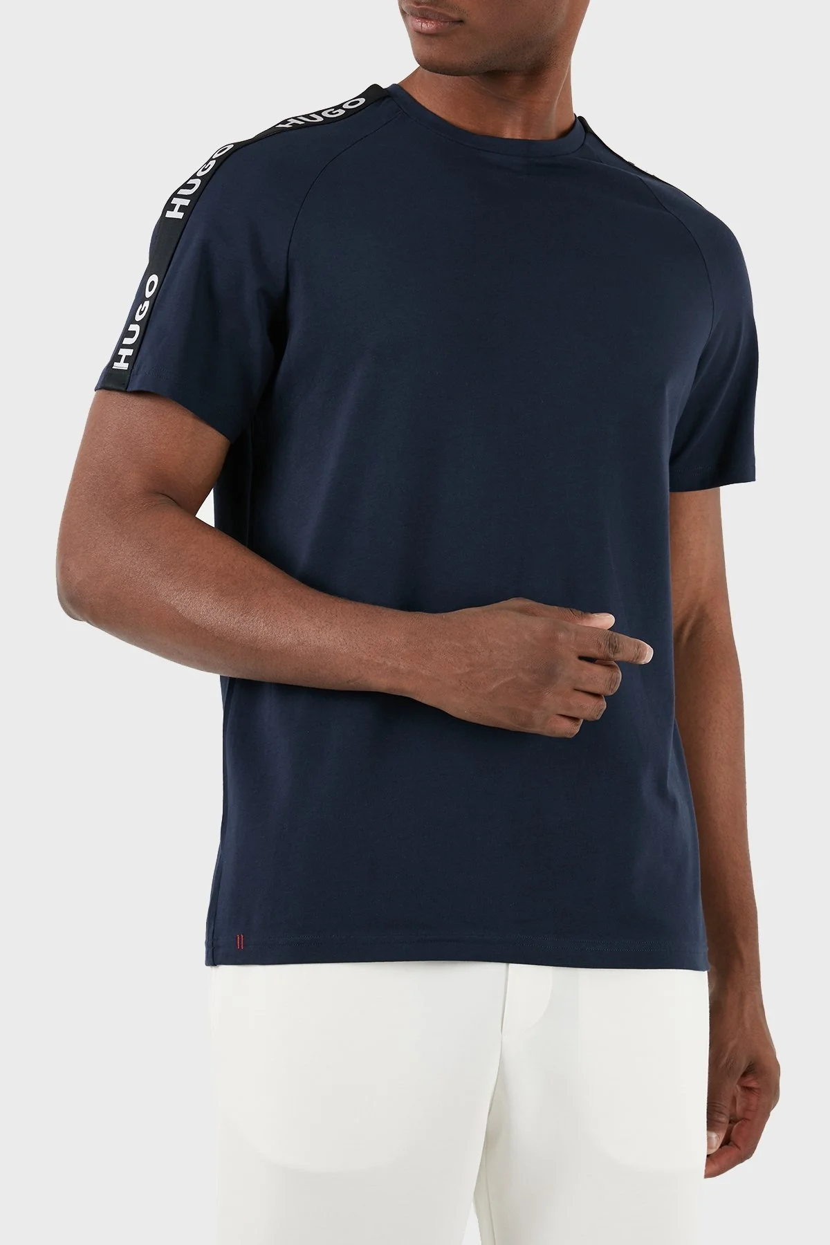 Hugo Streç Pamuklu Relaxed Fit Bisiklet Yaka Erkek T Shirt 50504270 405 LACİVERT - 6