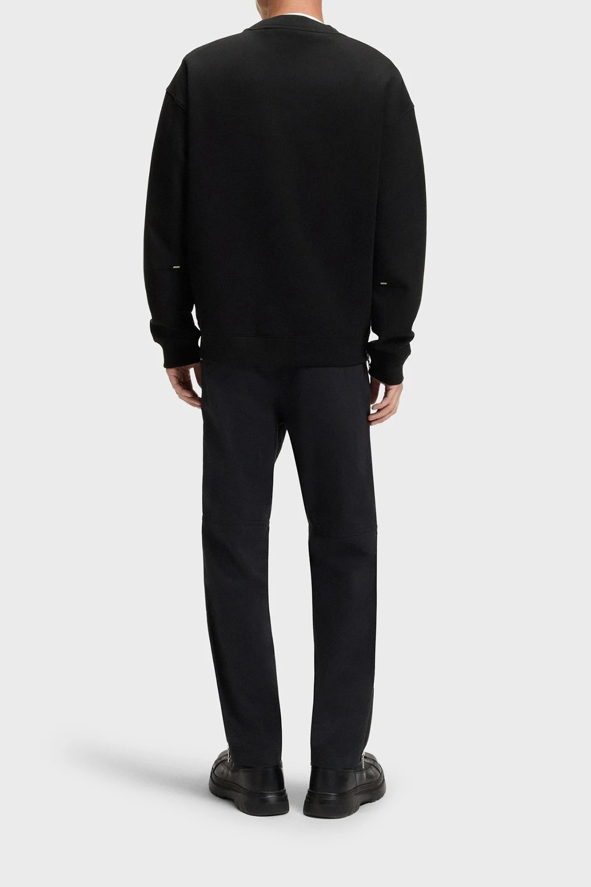 Hugo Streç Pamuklu Relaxed Fit Yırtmaçlı Yuvarlak Yaka Erkek Sweat 50542593 001 SİYAH - 3