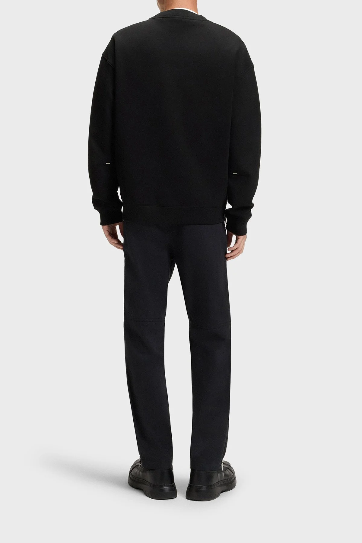 Hugo Streç Pamuklu Relaxed Fit Yırtmaçlı Yuvarlak Yaka Erkek Sweat 50542593 001 SİYAH - 3