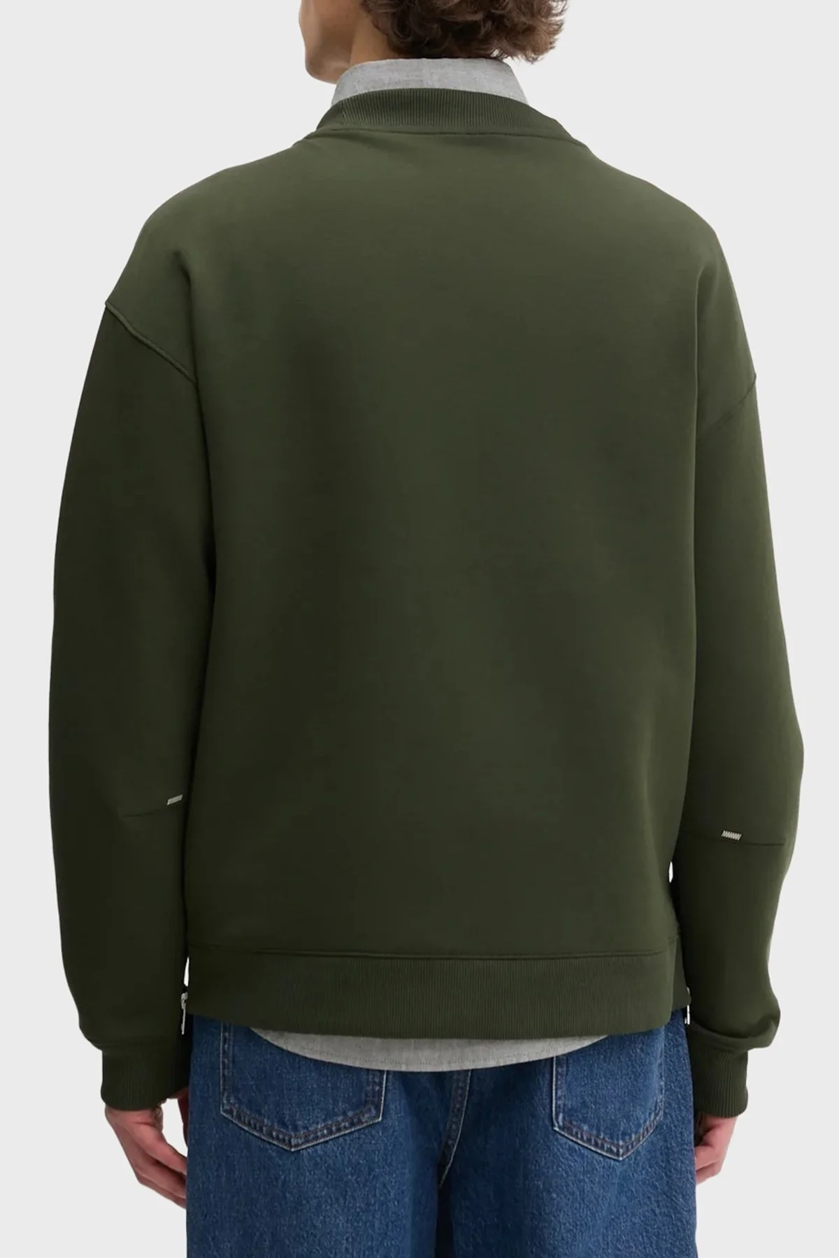 Hugo Streç Pamuklu Relaxed Fit Yırtmaçlı Yuvarlak Yaka Erkek Sweat 50542593 309 KOYU YEŞİL - 3