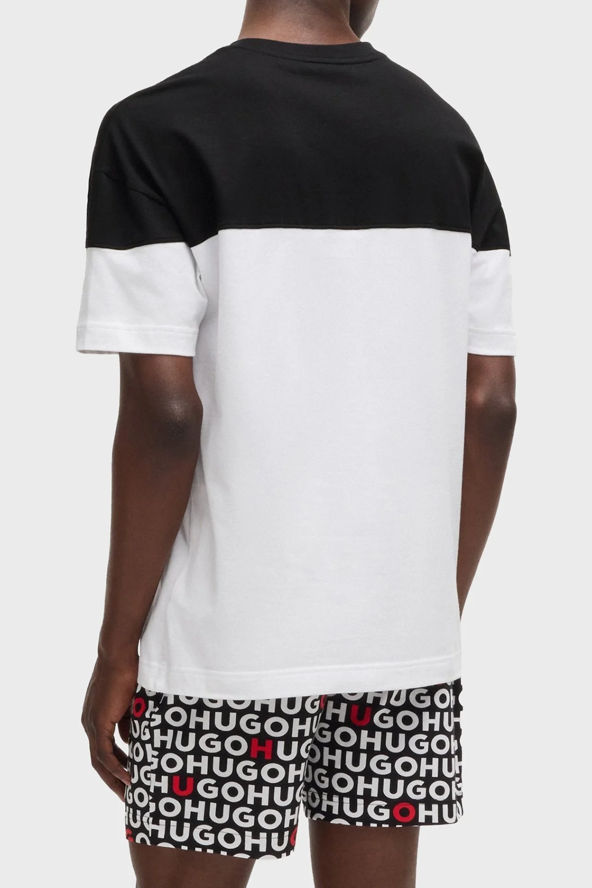 Hugo Streç Pamuklu Renk Bloklu Regular Fit Bisiklet Yaka Erkek T Shirt 50534164 001 SİYAH - 3