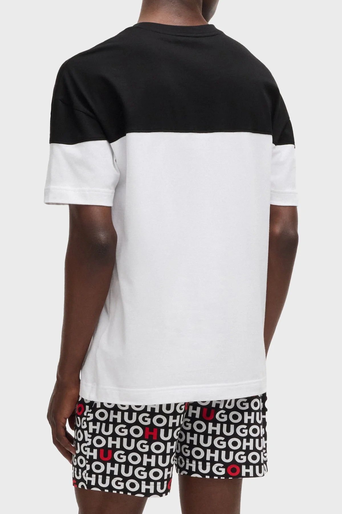 Hugo Streç Pamuklu Renk Bloklu Regular Fit Bisiklet Yaka Erkek T Shirt 50534164 001 SİYAH - 3