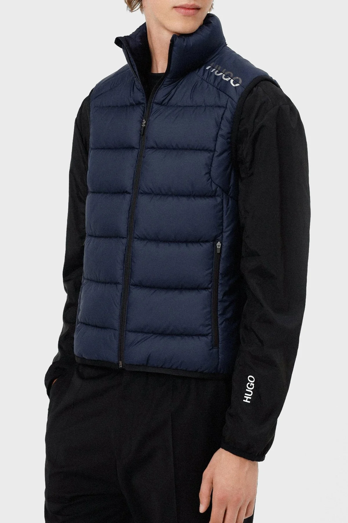 Hugo Su Geçirmez Fermuarlı Slim Fit Dik Yaka Erkek Yelek 50462675 405 LACİVERT - 1