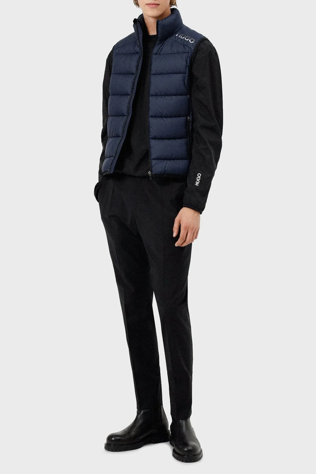 Hugo Su Geçirmez Fermuarlı Slim Fit Dik Yaka Erkek Yelek 50462675 405 LACİVERT - 2