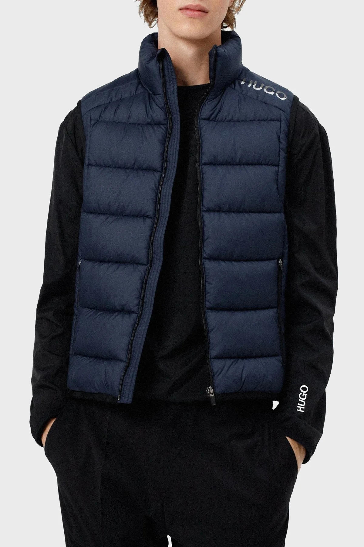 Hugo Su Geçirmez Fermuarlı Slim Fit Dik Yaka Erkek Yelek 50462675 405 LACİVERT - 4