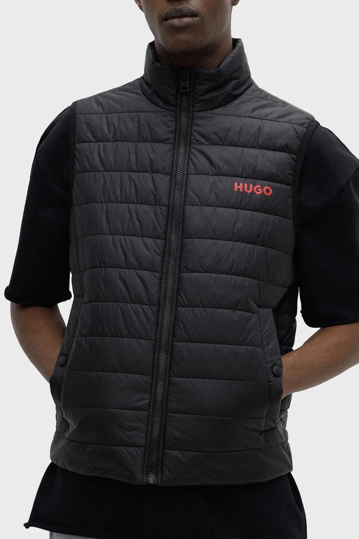 Hugo Su Geçirmez Slim Fit Dik Yaka Şişme Erkek Yelek 50468742 001 SİYAH - 4