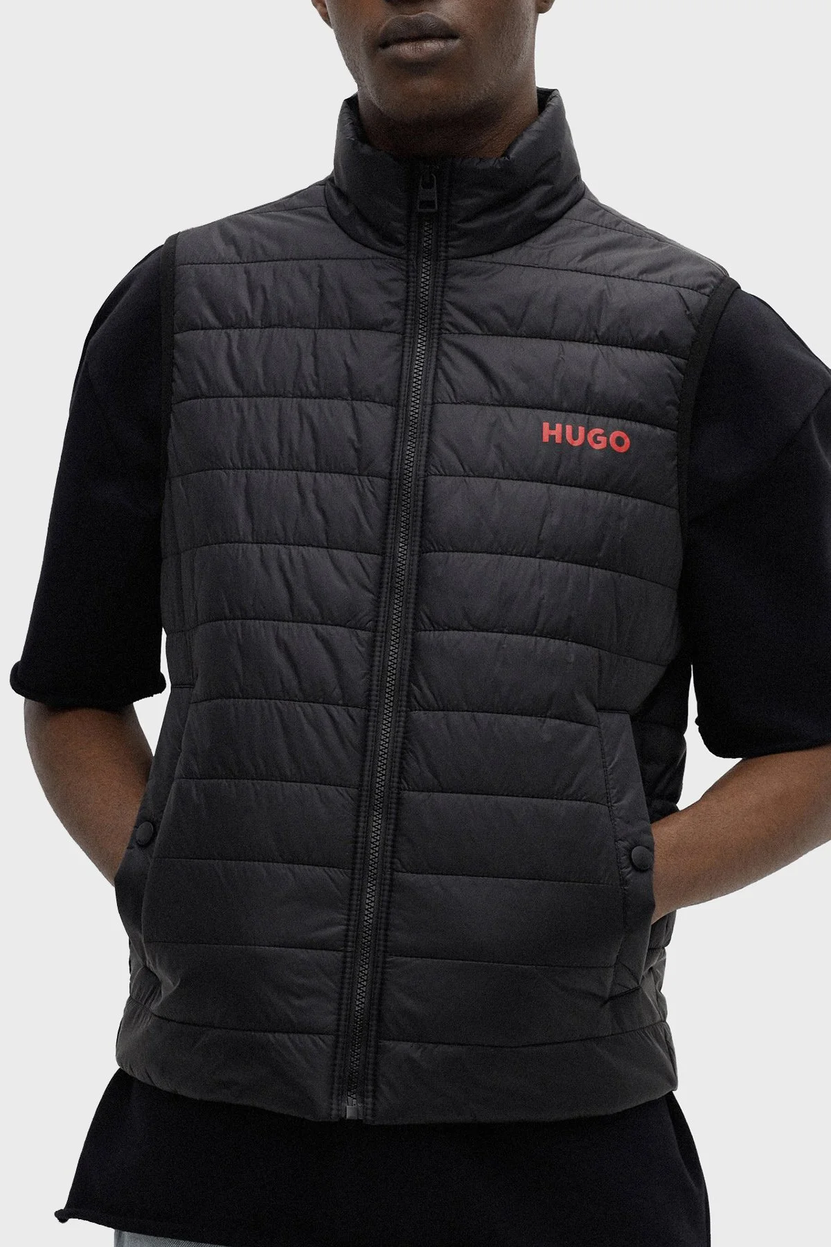 Hugo Su Geçirmez Slim Fit Dik Yaka Şişme Erkek Yelek 50468742 001 SİYAH - 4