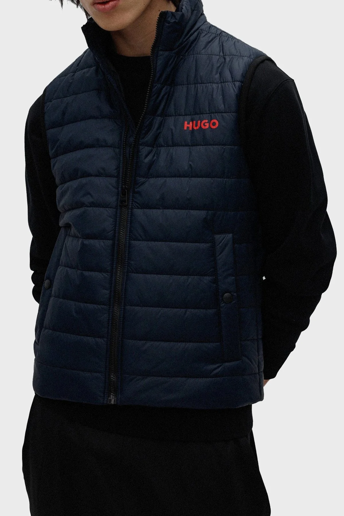 Hugo Su Geçirmez Slim Fit Dik Yaka Şişme Erkek Yelek 50468742 405 LACİVERT - 1