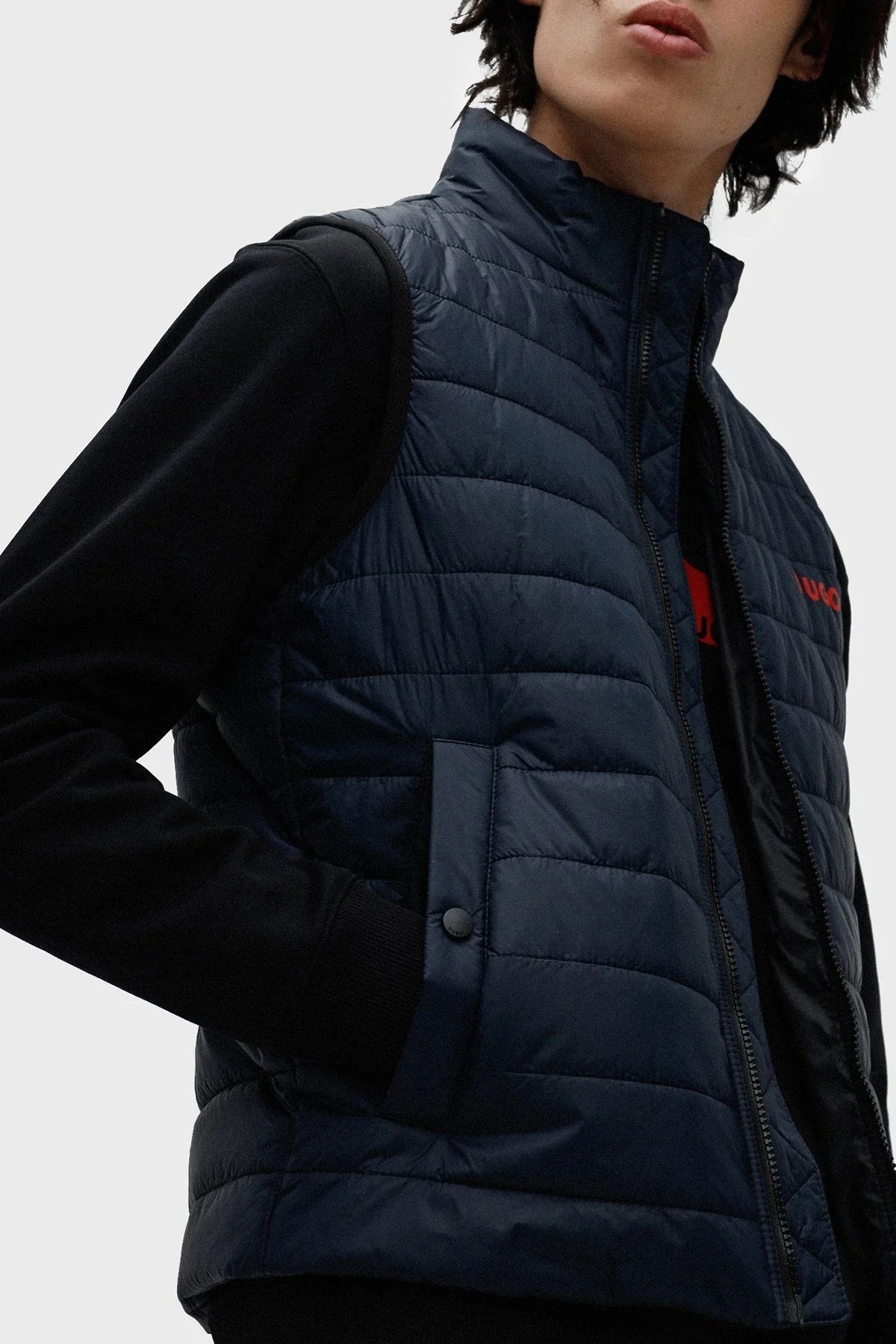 Hugo Su Geçirmez Slim Fit Dik Yaka Şişme Erkek Yelek 50468742 405 LACİVERT - 5