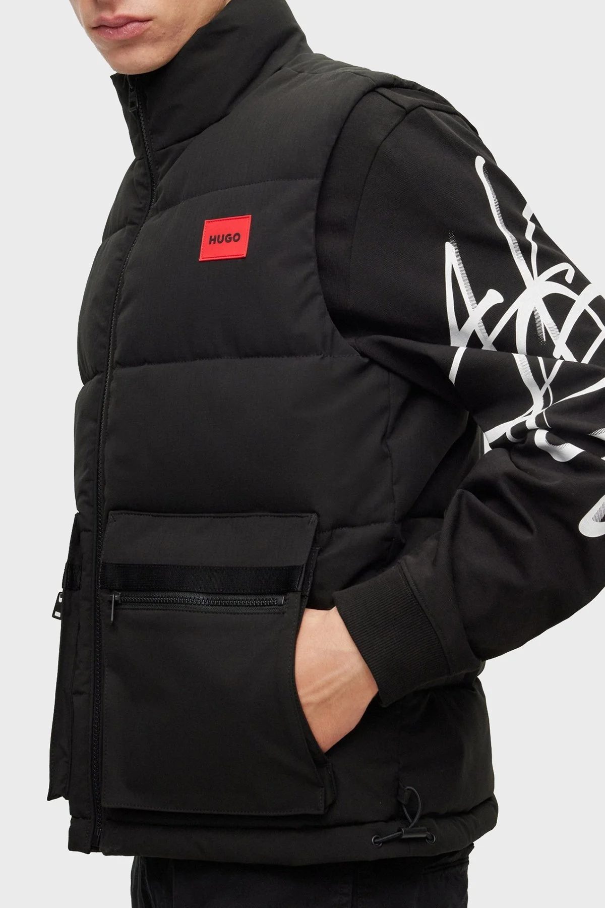 Hugo Su Tutmaz Slim Fit Dik Yaka Erkek Yelek 50493106 001 SİYAH - 3