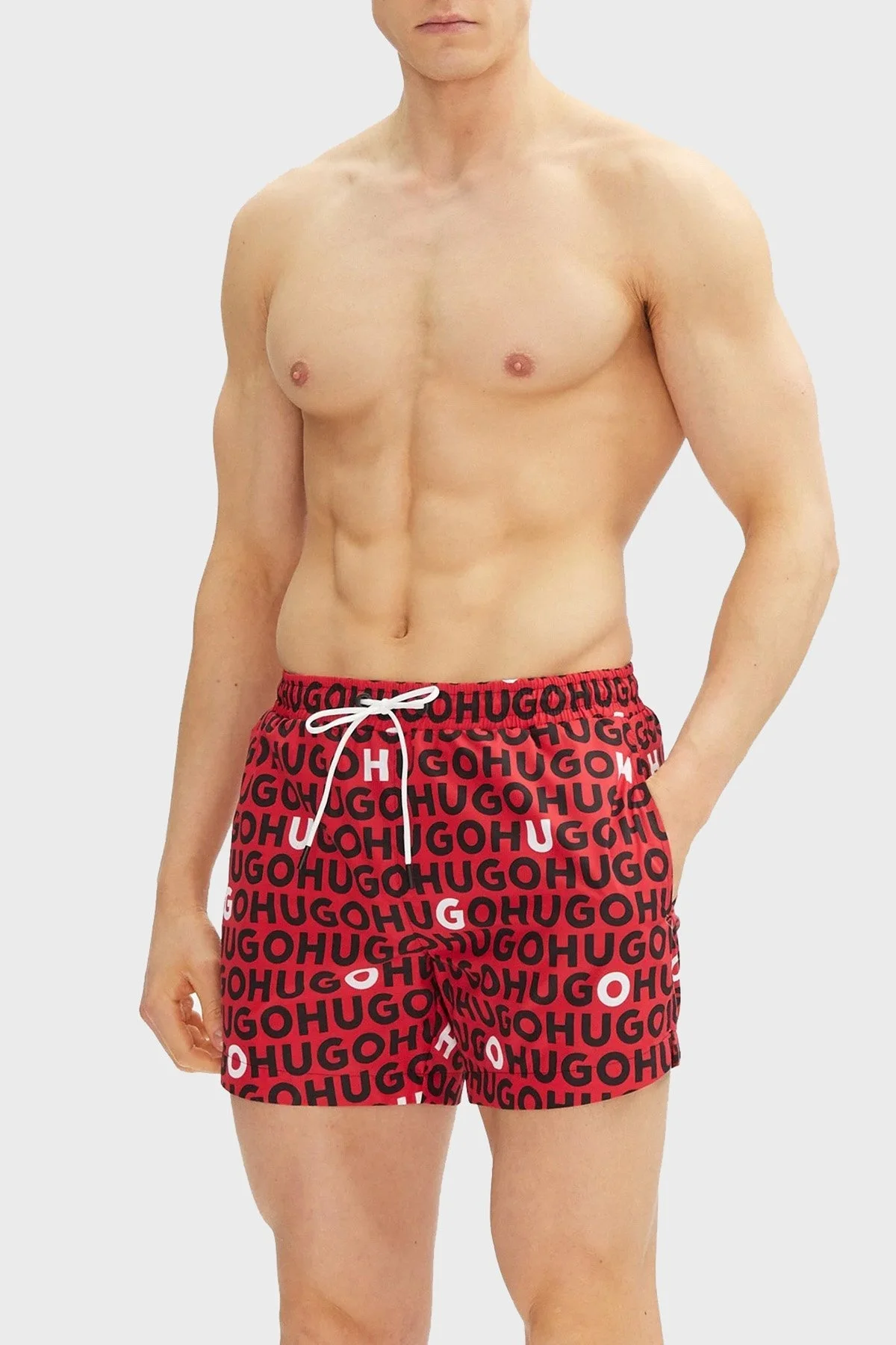 Hugo Tamamı Logolu Cepli Erkek Mayo Short 50535412 612 KIRMIZI-SİYAH - 4