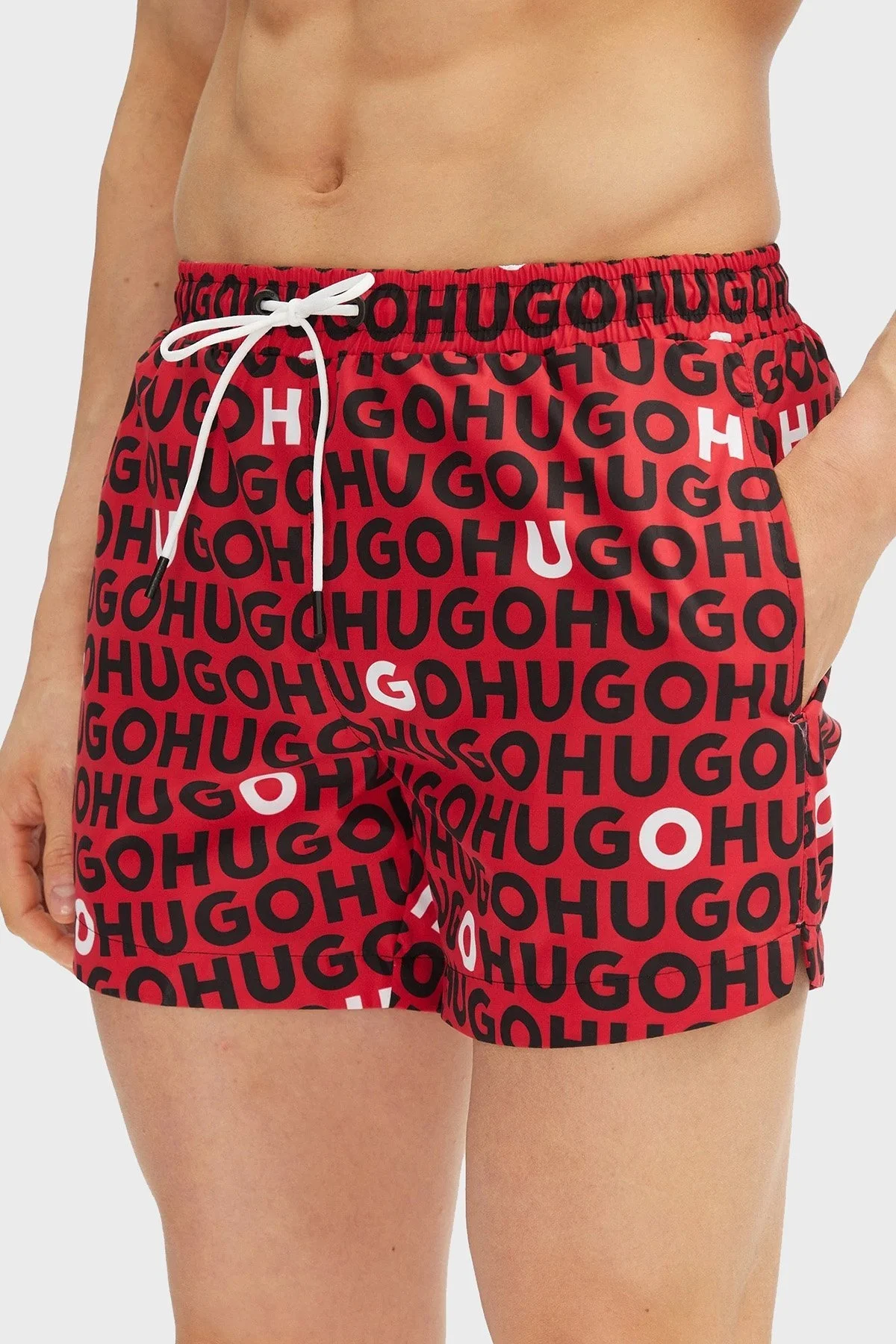 Hugo Tamamı Logolu Cepli Erkek Mayo Short 50535412 612 KIRMIZI-SİYAH - 5