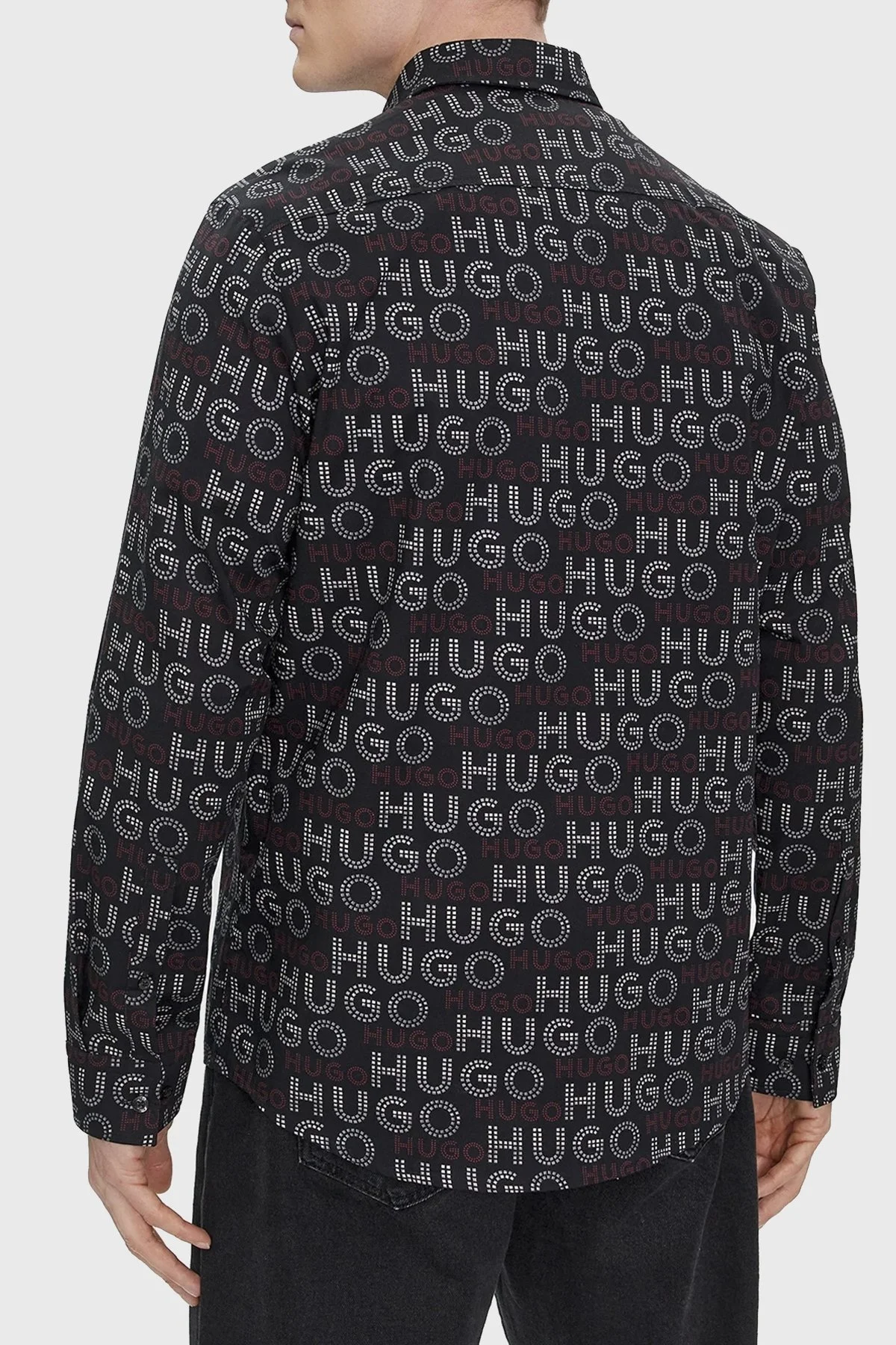 Hugo Tamamı Logolu Pamuklu Relaxed Fit Erkek Gömlek 50508663 001 SİYAH - 3