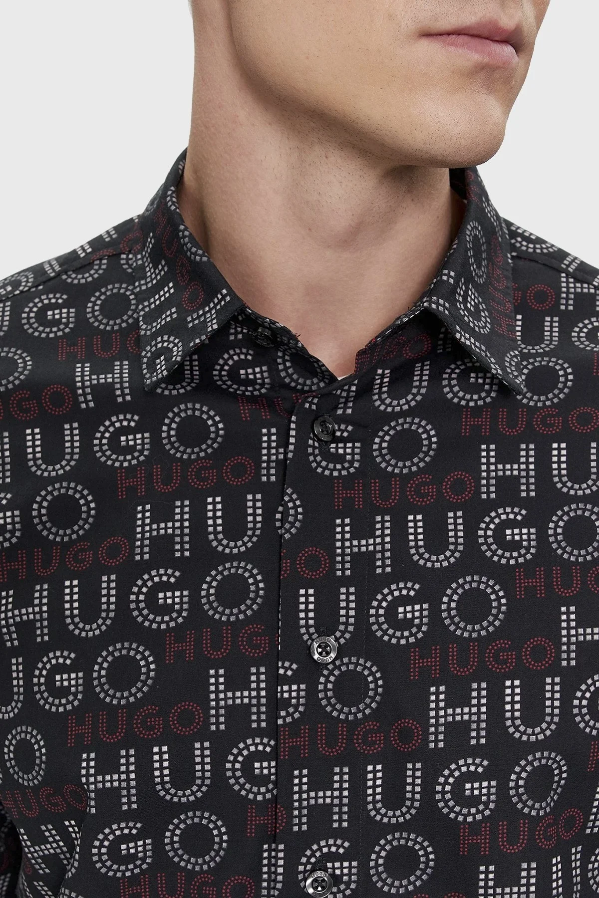 Hugo Tamamı Logolu Pamuklu Relaxed Fit Erkek Gömlek 50508663 001 SİYAH - 4