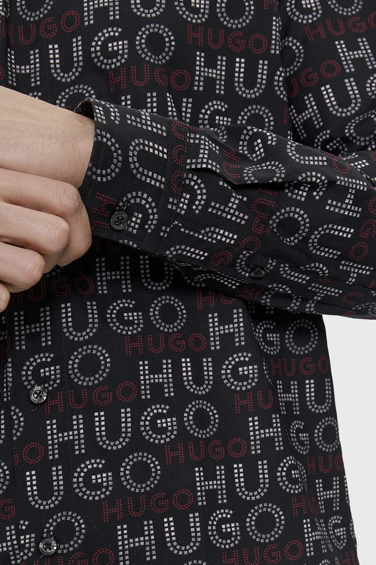 Hugo Tamamı Logolu Pamuklu Relaxed Fit Erkek Gömlek 50508663 001 SİYAH - 5