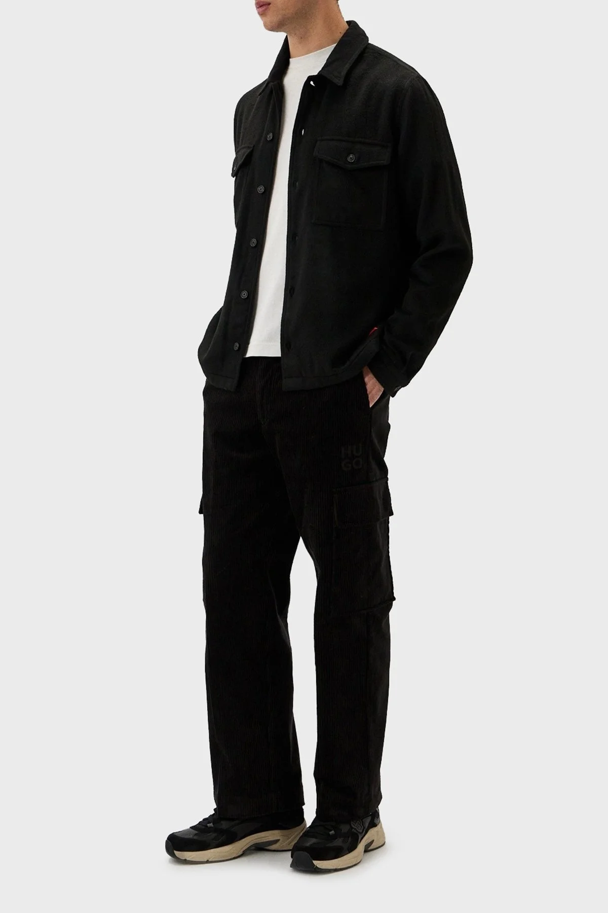 Hugo Yün Karışımlı Relaxed Fit Cepli Erkek Gömlek 50527458 001 SİYAH - 2