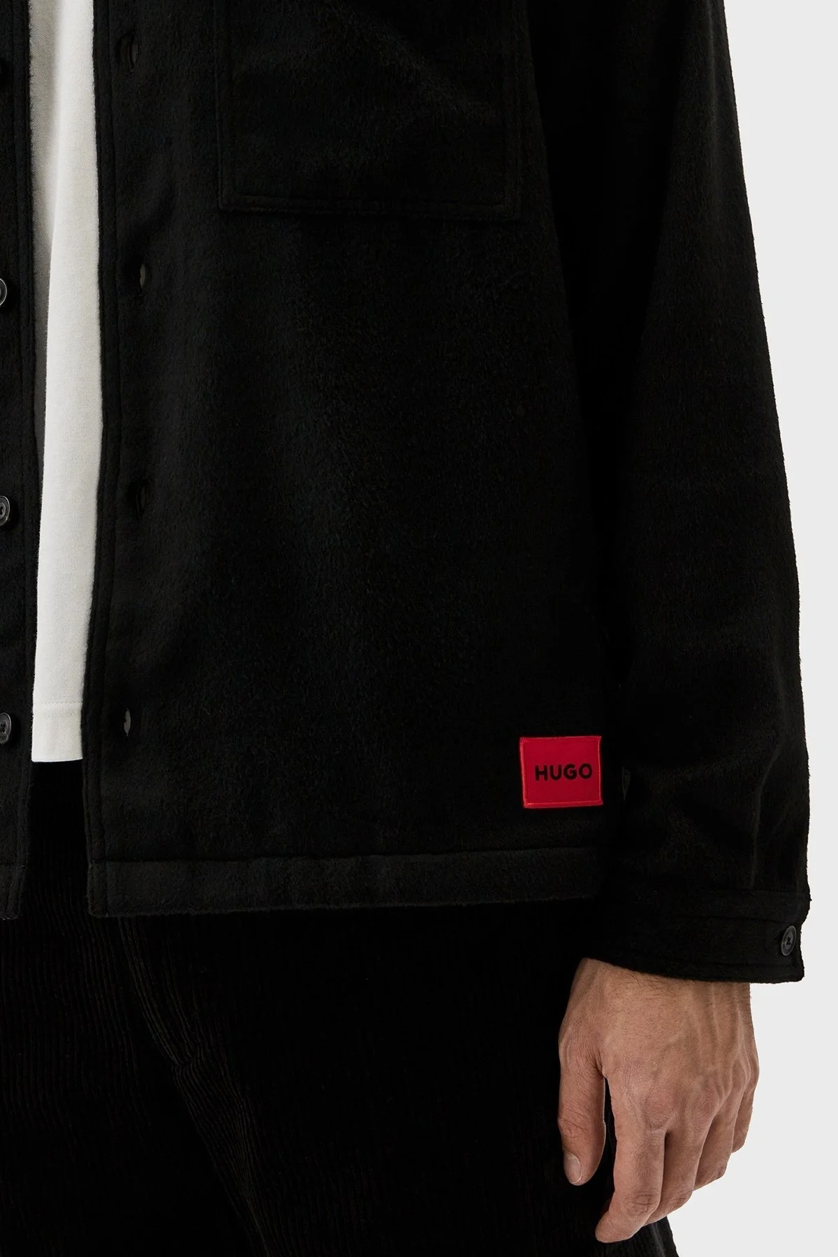 Hugo Yün Karışımlı Relaxed Fit Cepli Erkek Gömlek 50527458 001 SİYAH - 4