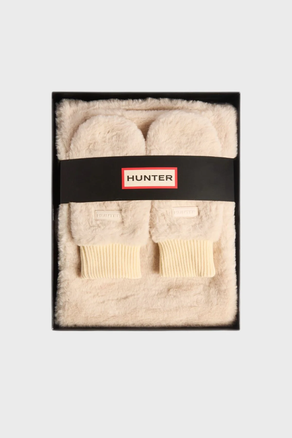 Hunter Logolu Peluş Unisex Atkı Eldiven Seti HXRU0027252GR TAŞ - 1