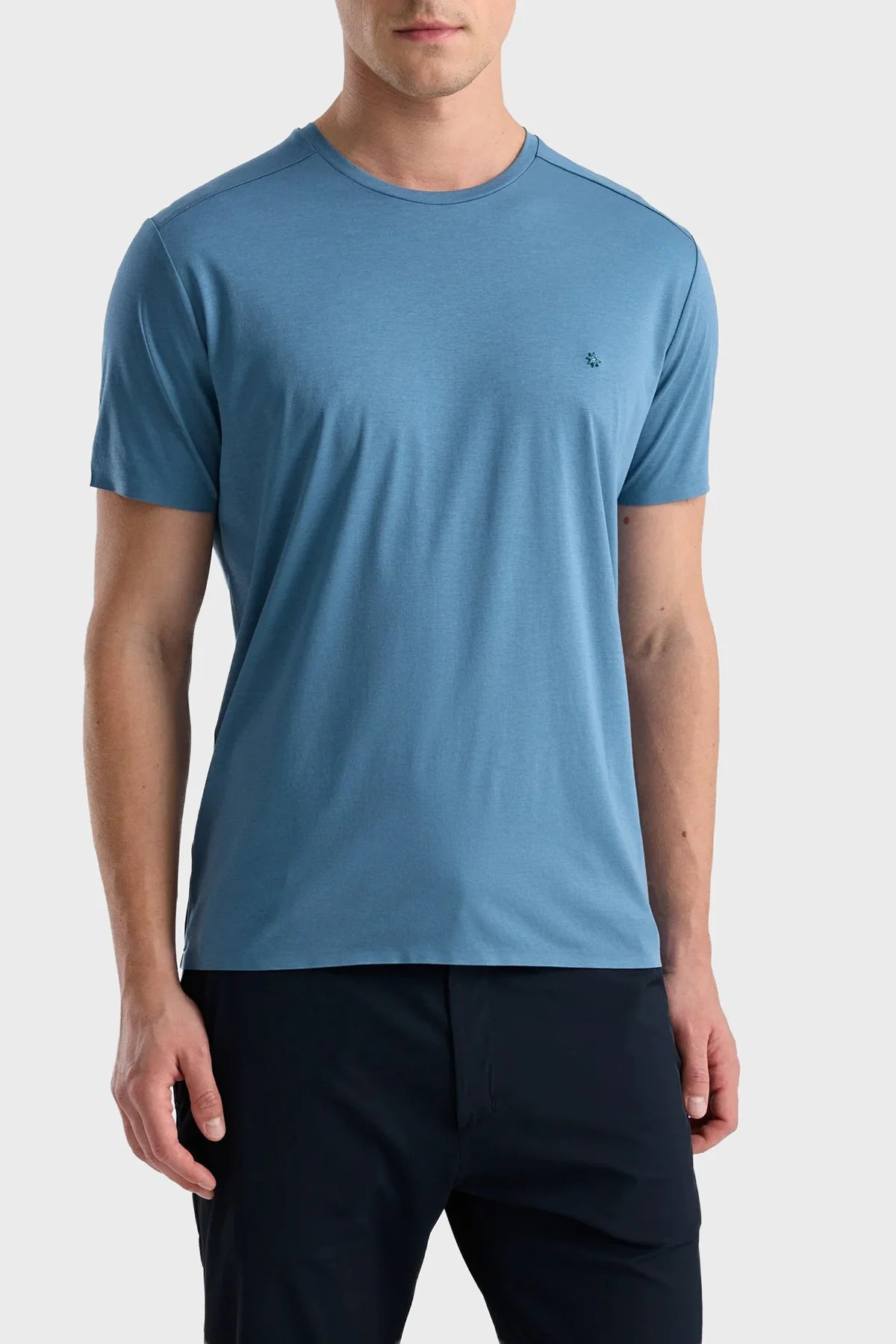 Isaora % 100 Pamuk Regular Fit Bisiklet Yaka Erkek T Shirt ISR9027 CRNTBL Mavi - 1
