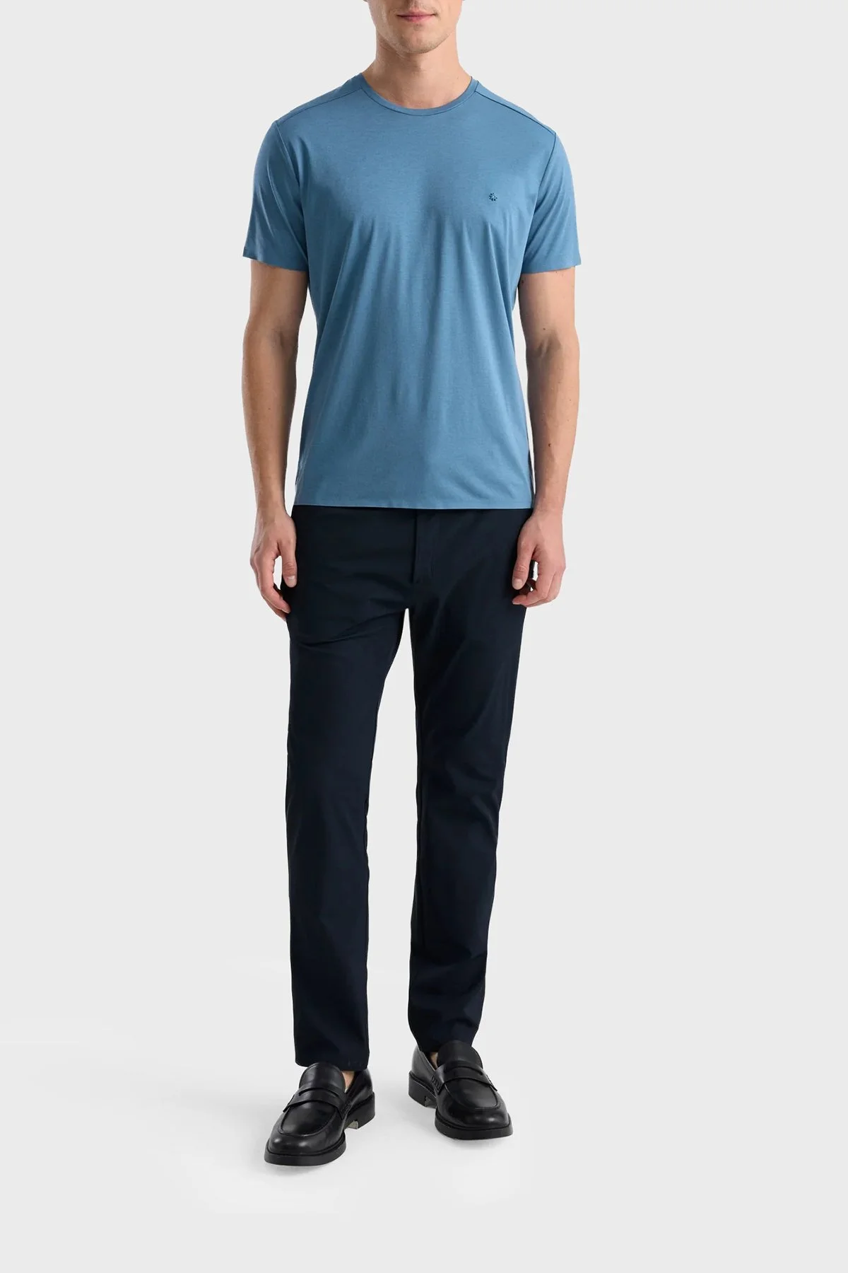 Isaora % 100 Pamuk Regular Fit Bisiklet Yaka Erkek T Shirt ISR9027 CRNTBL Mavi - 2
