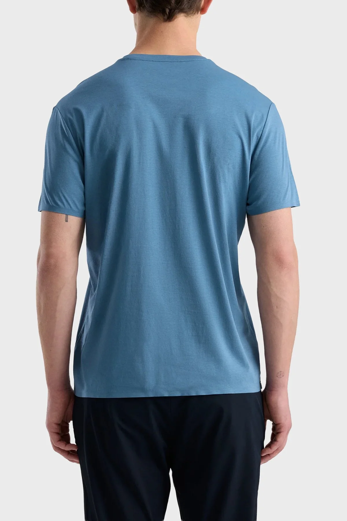 Isaora % 100 Pamuk Regular Fit Bisiklet Yaka Erkek T Shirt ISR9027 CRNTBL Mavi - 3