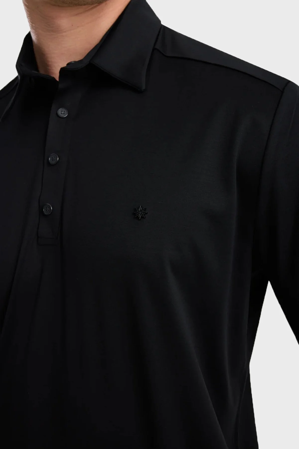 Isaora % 100 Pamuk Regular Fit Düğmeli Erkek Polo ISR33 030 Siyah - 3