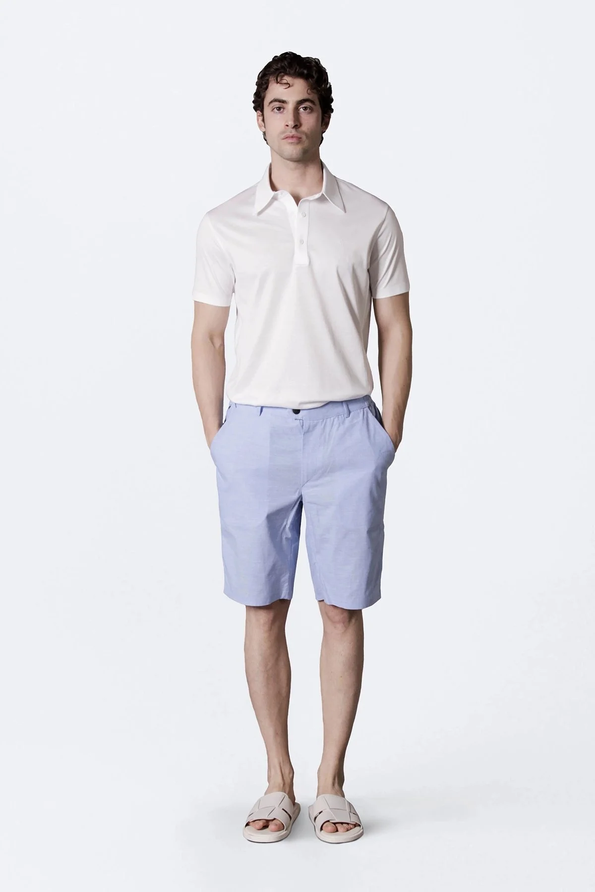 Isaora % 100 Pamuk Regular Fit Normal Bel Cepli Erkek Short M24S6301 PWBL MAVİ - 1