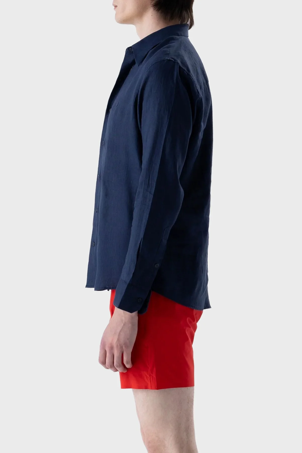 Isaora % 100 Pamuk Regular Fit Uzun Kollu Erkek Gömlek ISR4107 NAVY Lacivert - 3