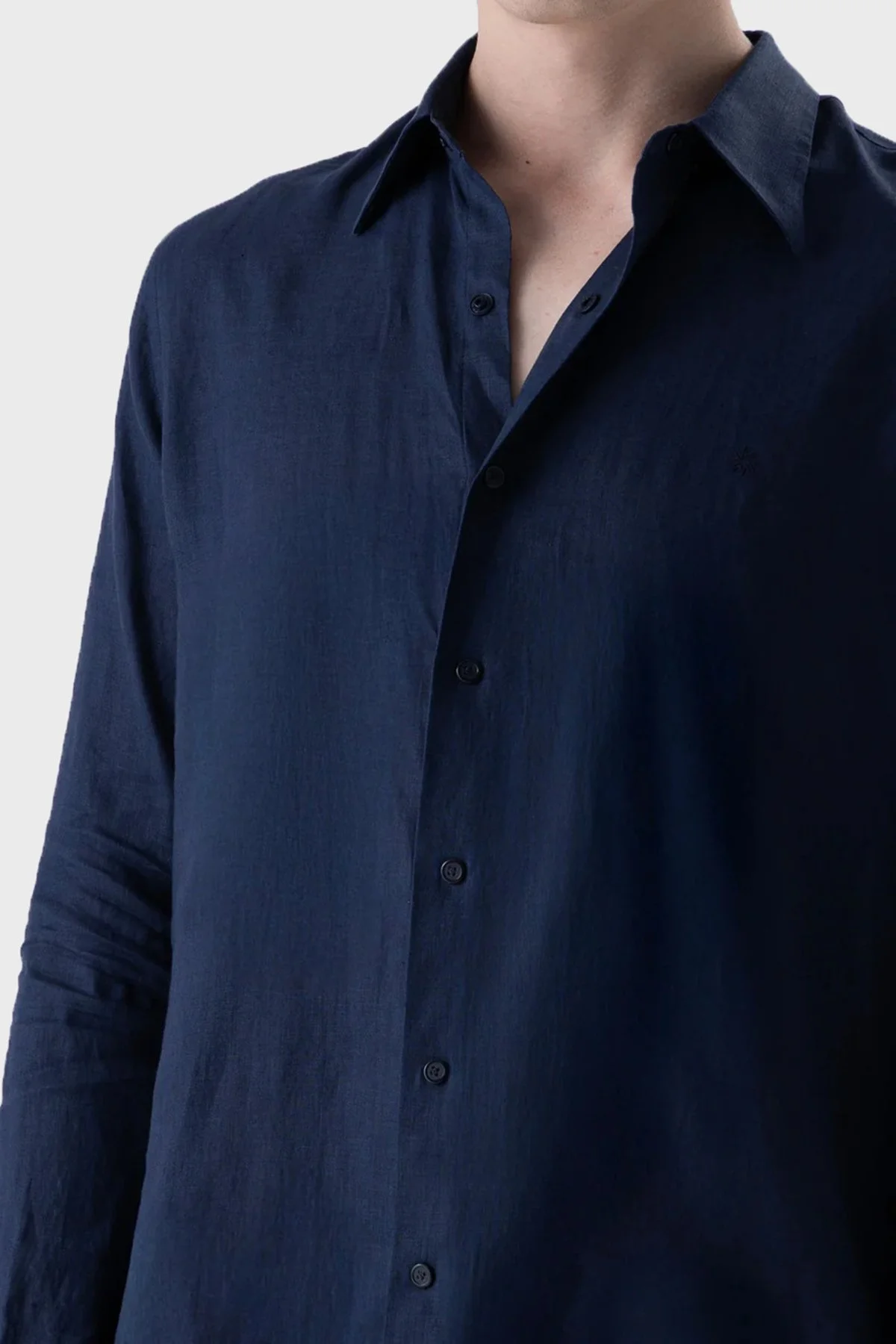 Isaora % 100 Pamuk Regular Fit Uzun Kollu Erkek Gömlek ISR4107 NAVY Lacivert - 4