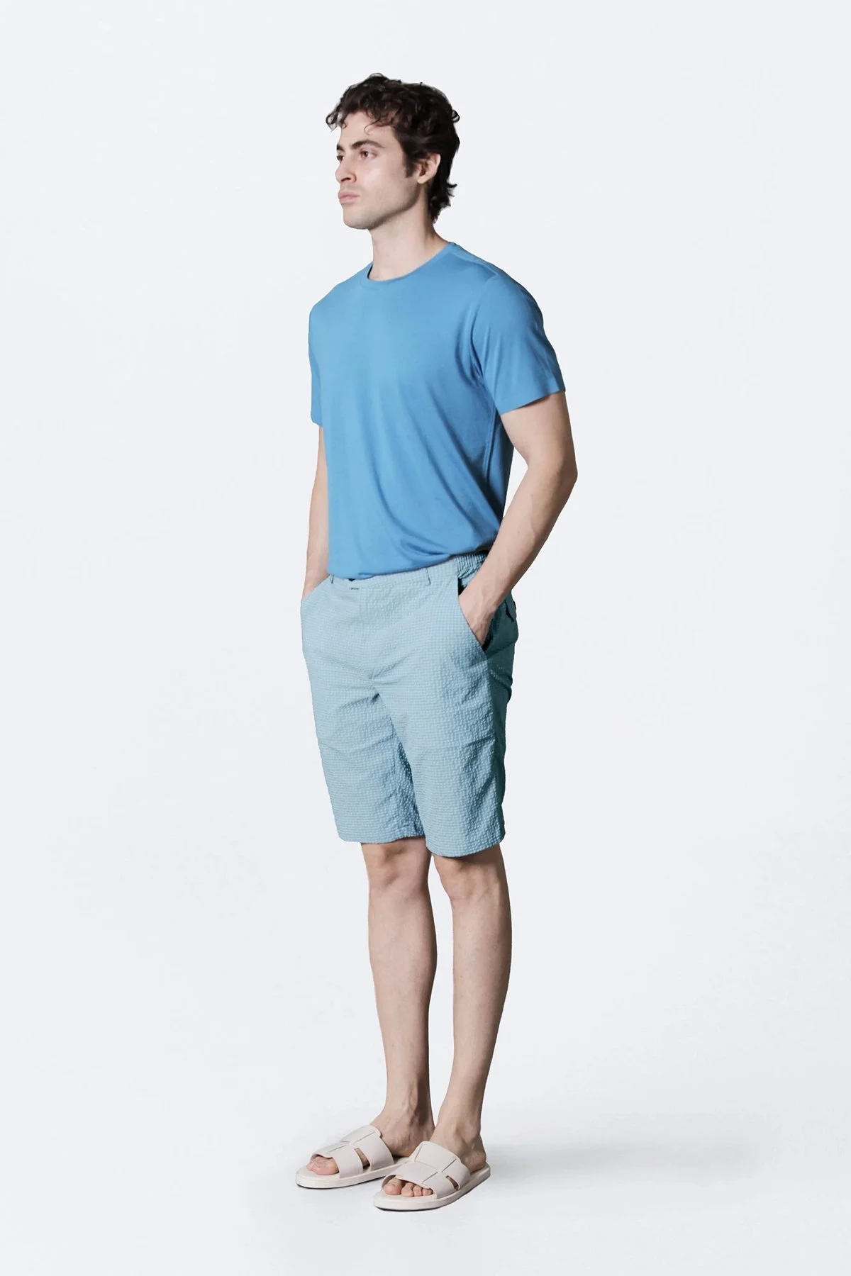 Isaora Dokuma Regular Fit Normal Bel Cepli Erkek Short M24S6303 CRNTBL MAVİ - 5