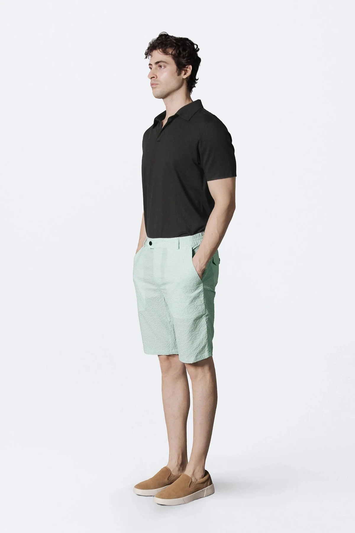 Isaora Dokuma Regular Fit Normal Bel Cepli Erkek Short M24S6303 SPRG YEŞİL - 6