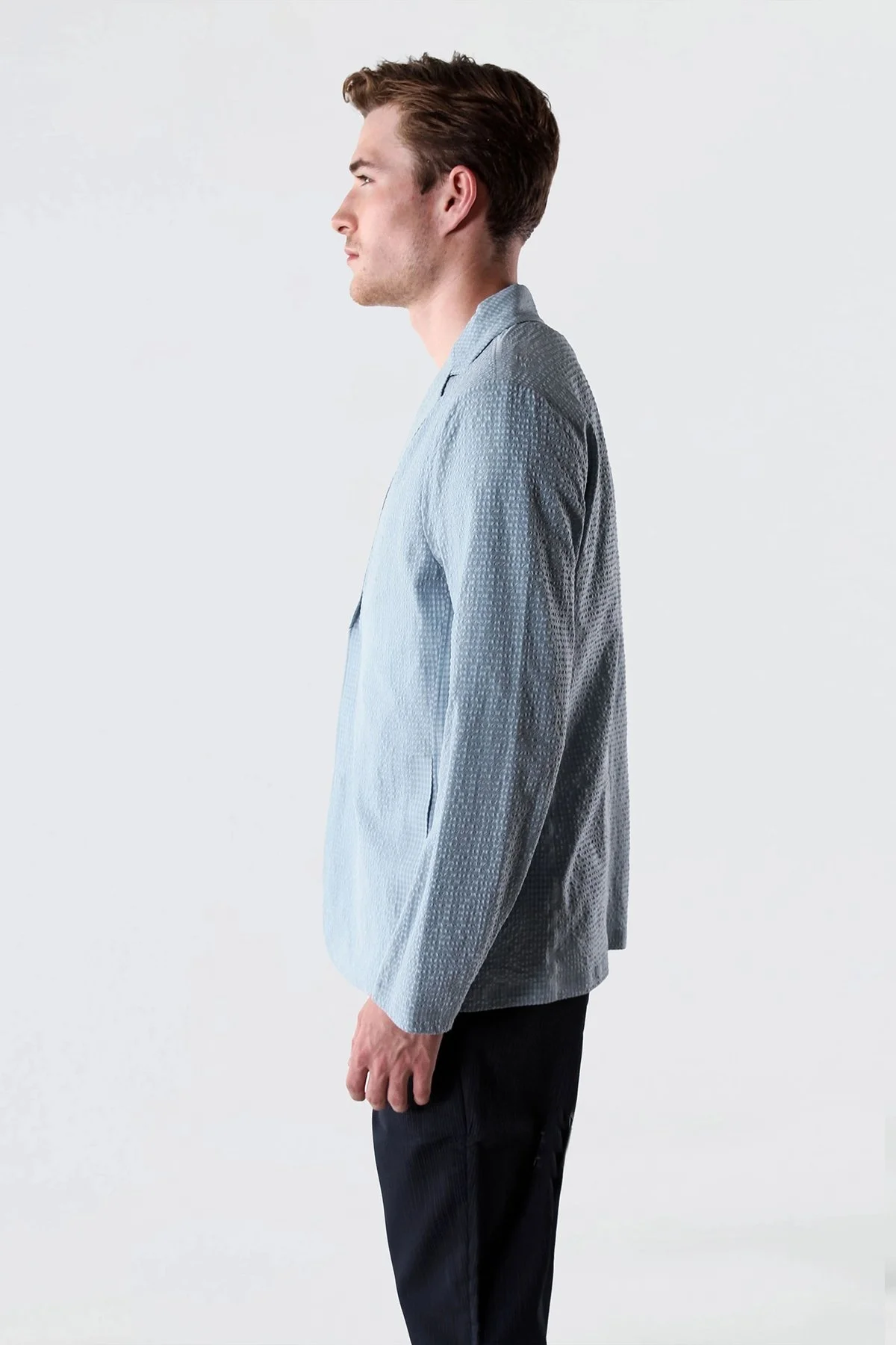 Isaora Dokuma Regular Fit Yırtmaçlı Apaş Yaka Blazer Erkek Ceket M24J7023 CRNTBL MAVİ - 6