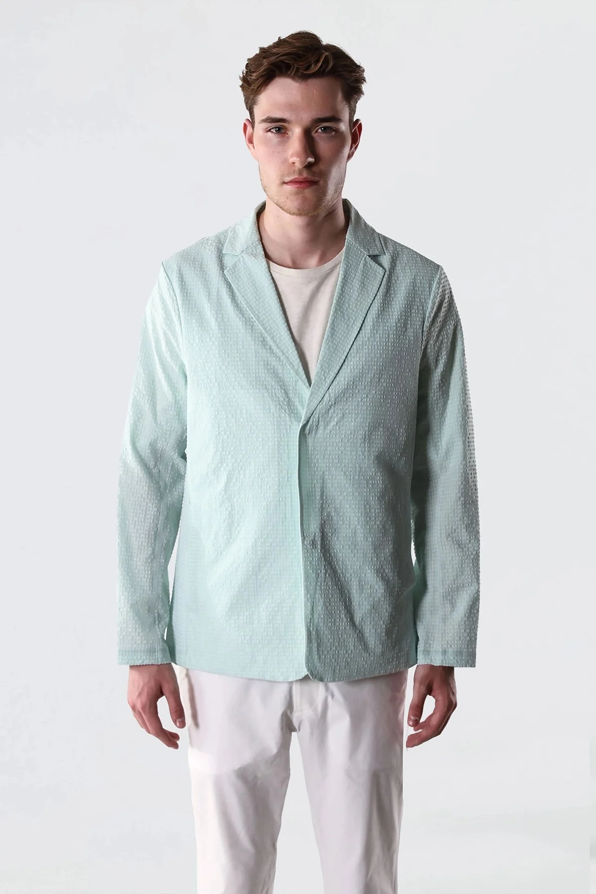 Isaora Dokuma Regular Fit Yırtmaçlı Apaş Yaka Blazer Erkek Ceket M24J7023 SPRG YEŞİL - 5