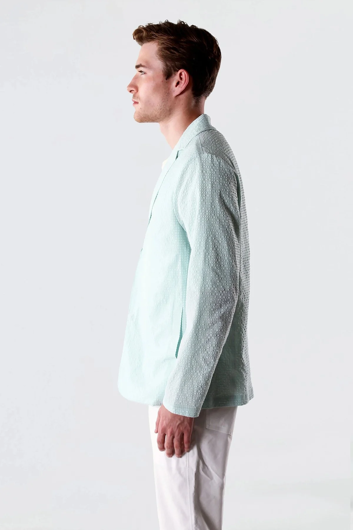 Isaora Dokuma Regular Fit Yırtmaçlı Apaş Yaka Blazer Erkek Ceket M24J7023 SPRG YEŞİL - 7