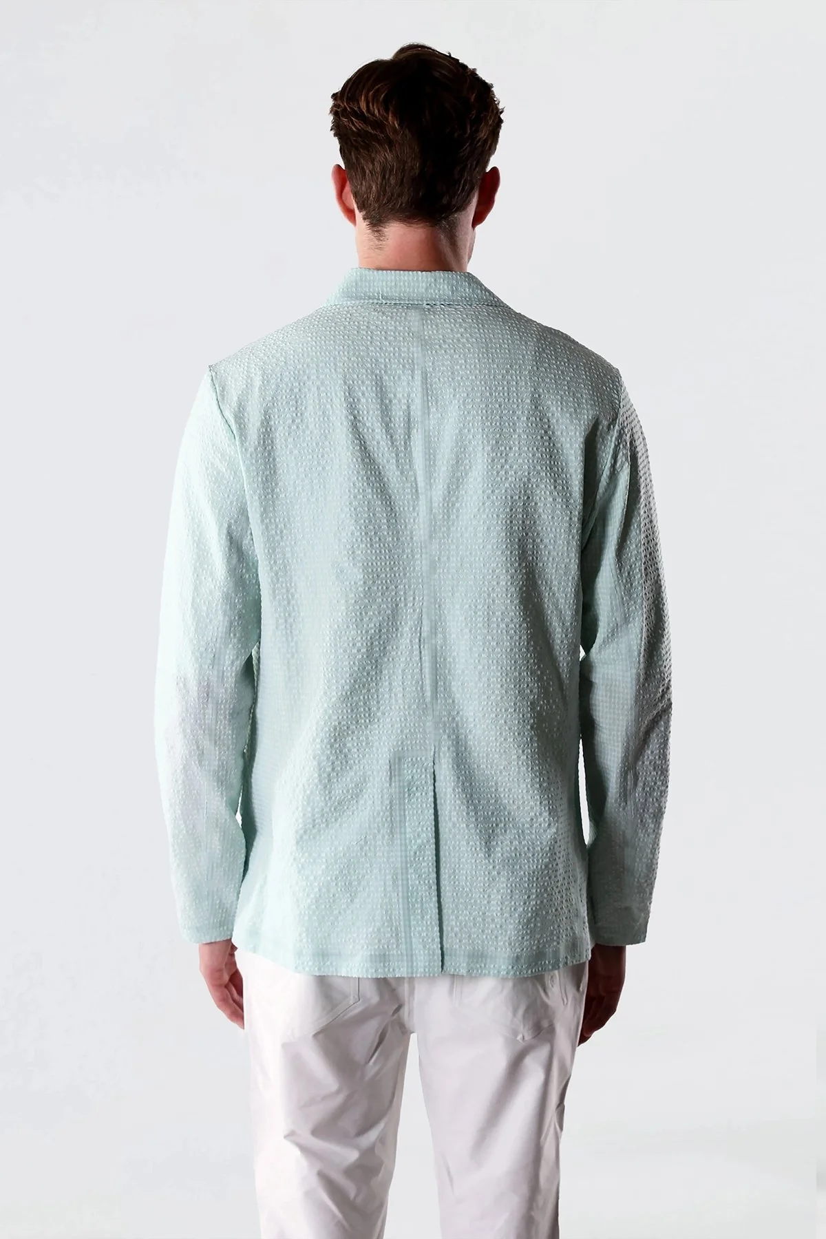 Isaora Dokuma Regular Fit Yırtmaçlı Apaş Yaka Blazer Erkek Ceket M24J7023 SPRG YEŞİL - 8