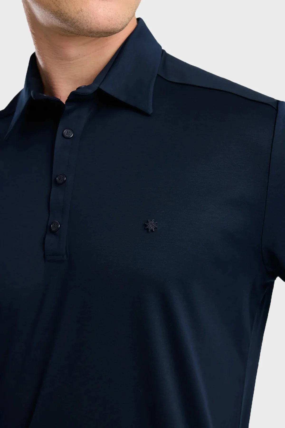 Isaora Logolu % 100 Pamuk Regular Fit Düğmeli Erkek Polo ISR3303 DRNVY Koyu lacivert - 3