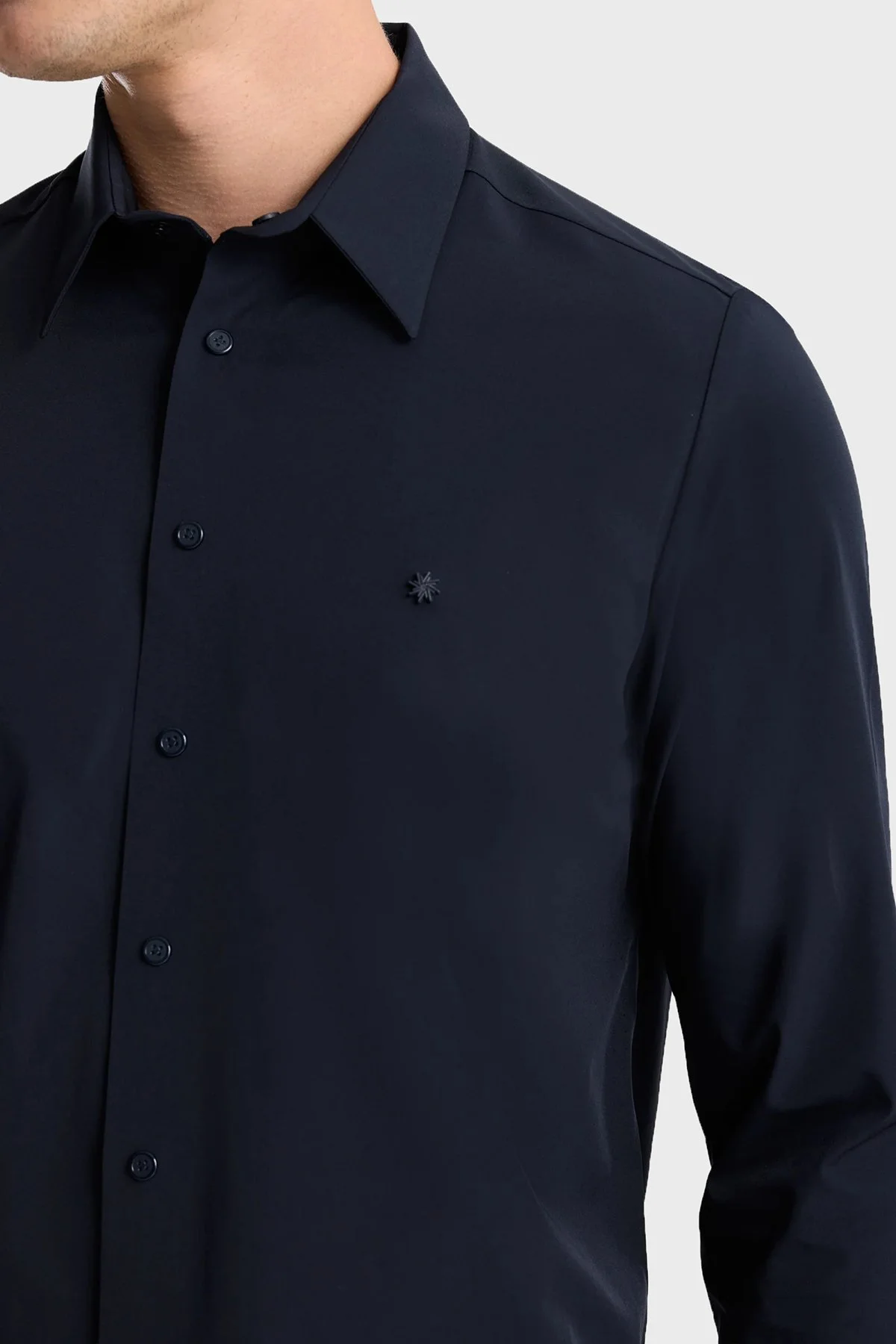 Isaora Logolu Regular Fit Uzun Kollu Erkek Gömlek ISR4121 DRNVY Koyu lacivert - 3