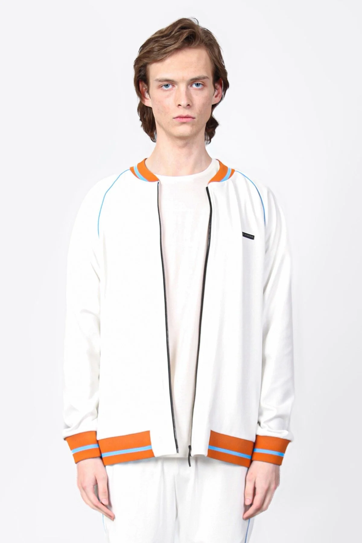 Isaora Logolu Şerit Detaylı Regular Fit Kolej Yaka Erkek Sweat ISR8111 100 BEYAZ - 7