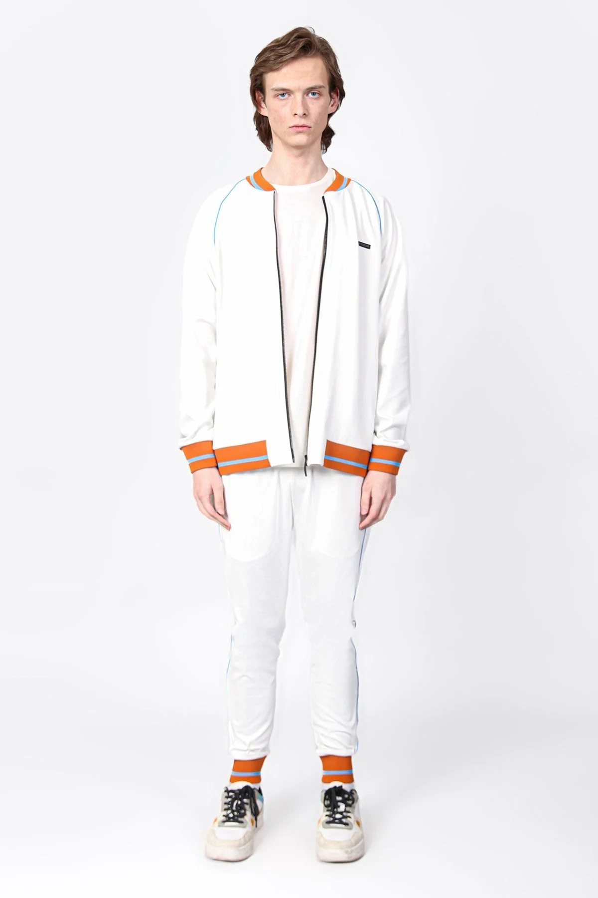 Isaora Logolu Şerit Detaylı Regular Fit Kolej Yaka Erkek Sweat ISR8111 100 BEYAZ - 8